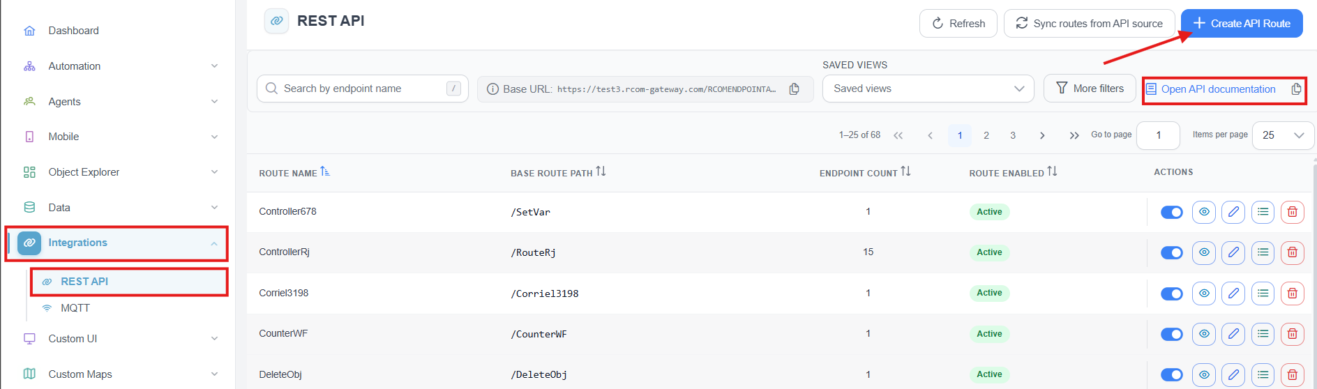 REST API endpoints